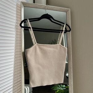 House of Harlow Beige Ribbed Cropped Cami Tank Sz Small